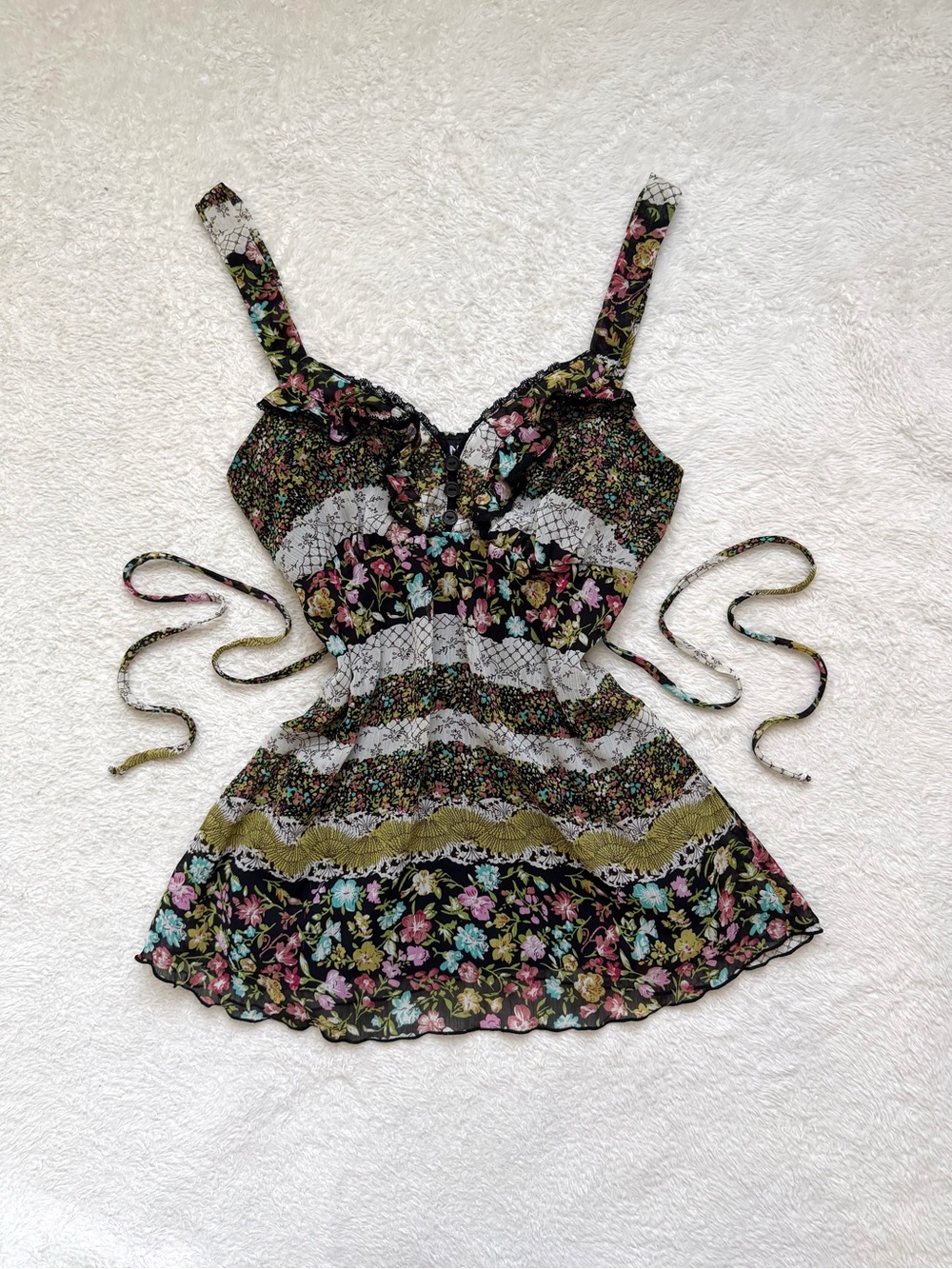 Y2k IN San Francisco floral ruffled babydoll top